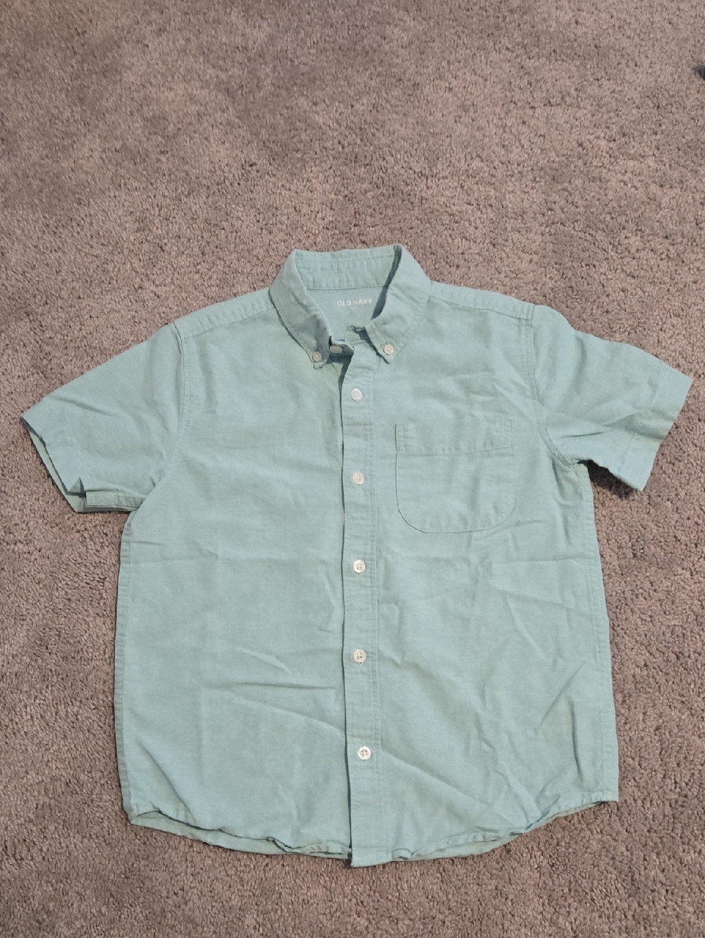 Old Navy Boys Light Mint Green Short-Sleeve Button-Down Shirt
